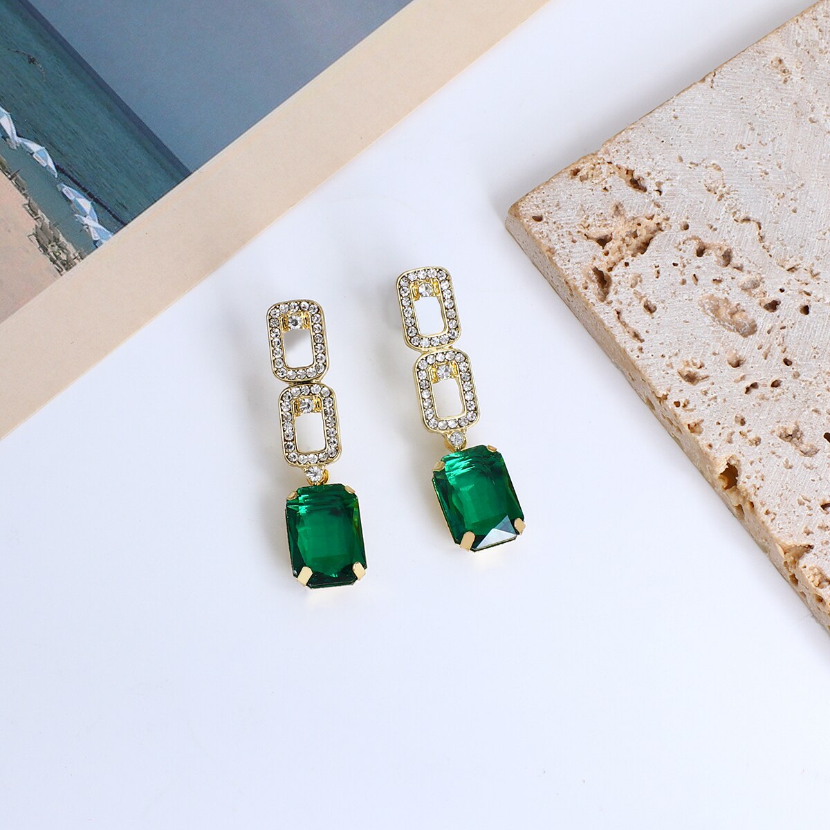 Lucia Gole Green Acrylic Crystal Earrings - Lucia Gole