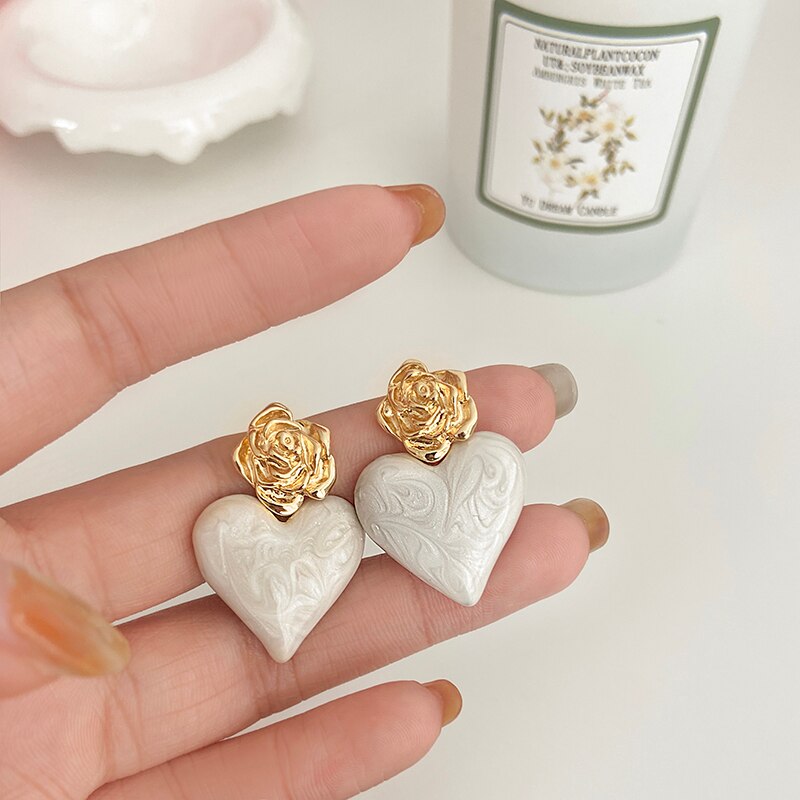 Lucia Gole Rose & Heart Drop Earrings - Lucia Gole