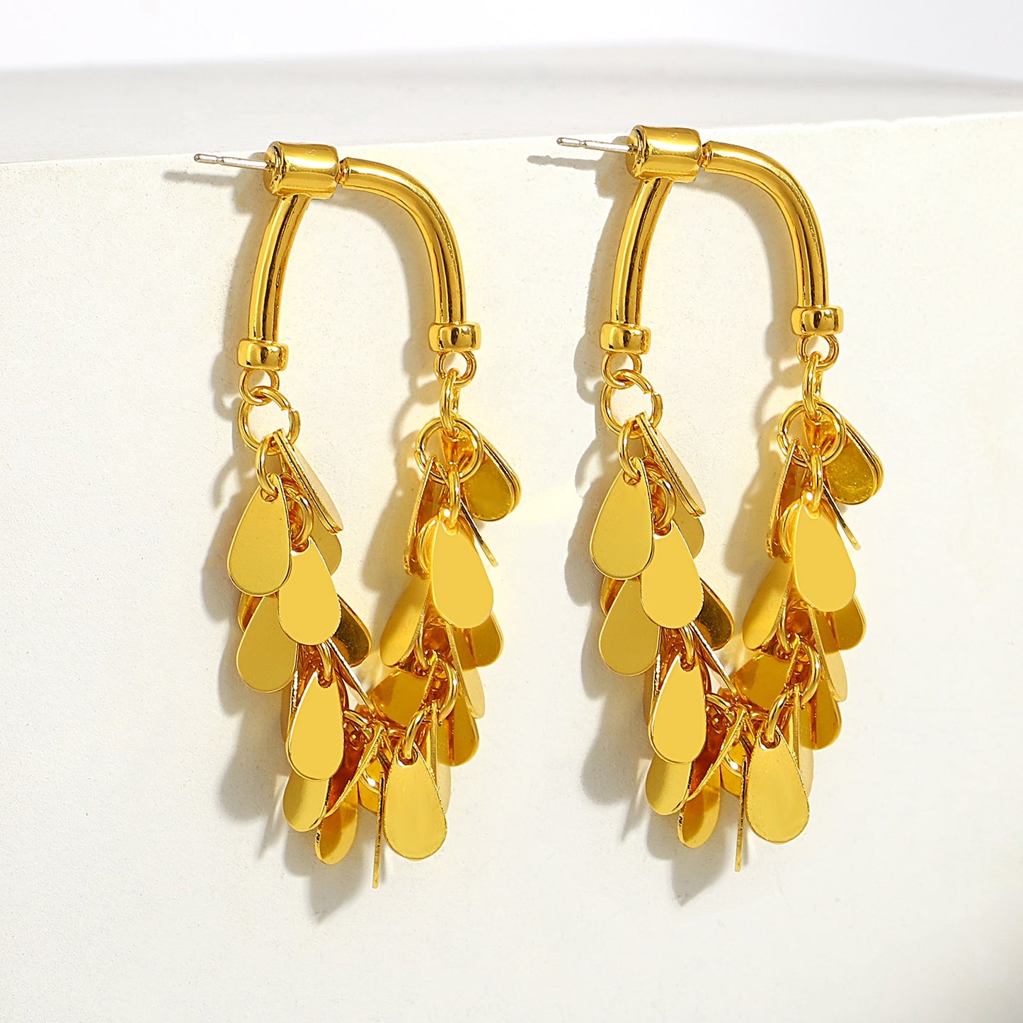 Lucia Gole: Fashion Water Drop Sequins Tassel Earrings - Lucia Gole