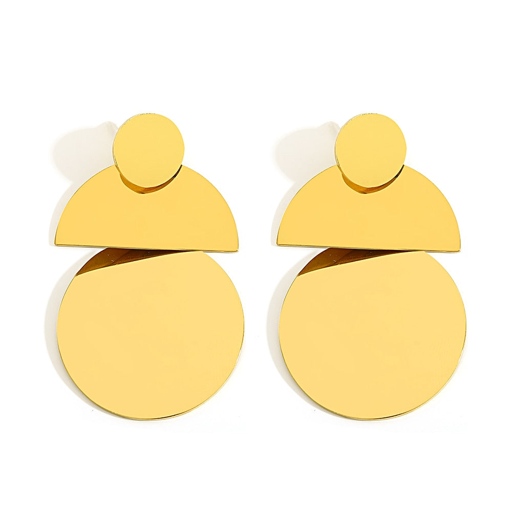 Lucia Gole: Gold Color Geometric Drop Earrings - Stainless Steel - Lucia Gole