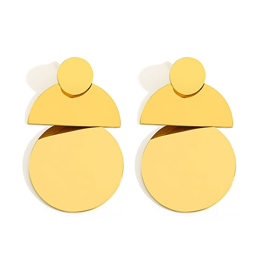 Lucia Gole: Gold Color Geometric Drop Earrings - Stainless Steel - Lucia Gole