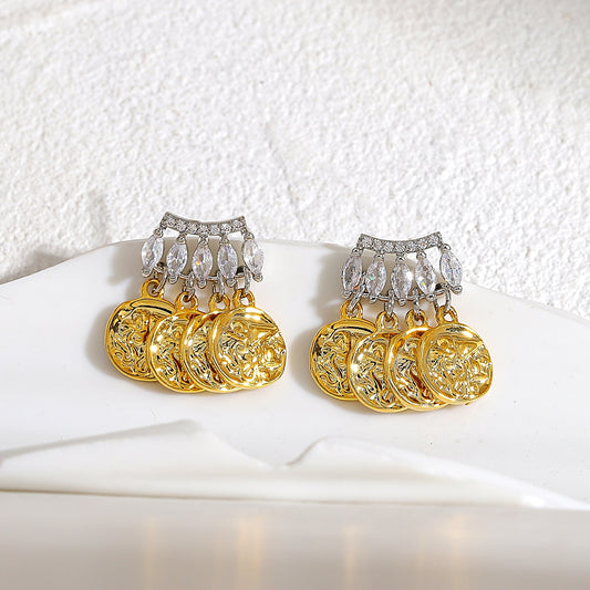 Lucia Gole: Coins Tassel Dangle Drop Earrings - Lucia Gole