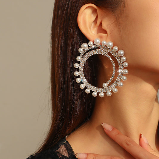 Lucia Gole Trendy Round Circle Pearls Big Spiral Earrings - Lucia Gole